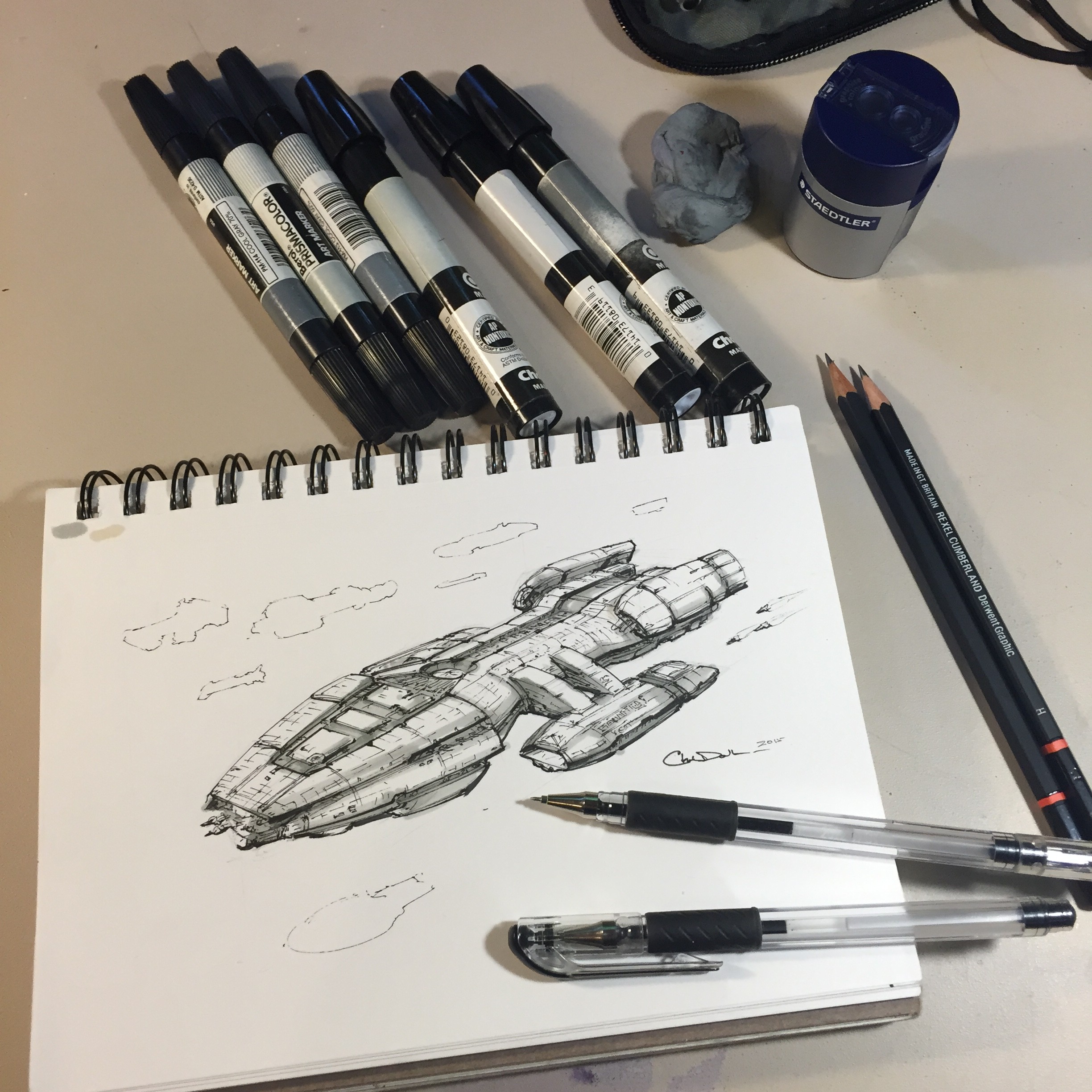 Drawing a spaceship a day – Space Art By Christopher Doll