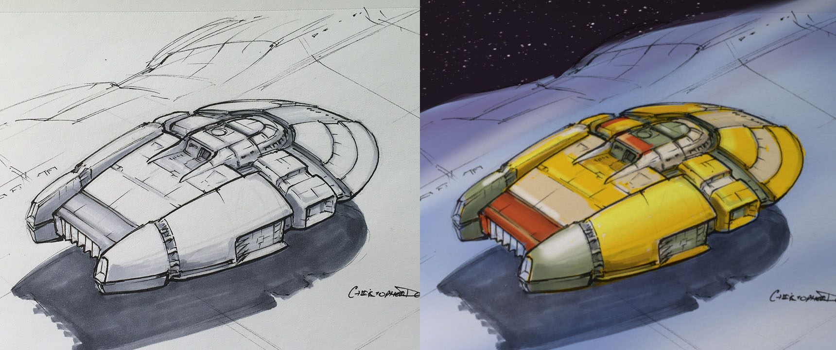Drawing a spaceship a day – Space Art By Christopher Doll