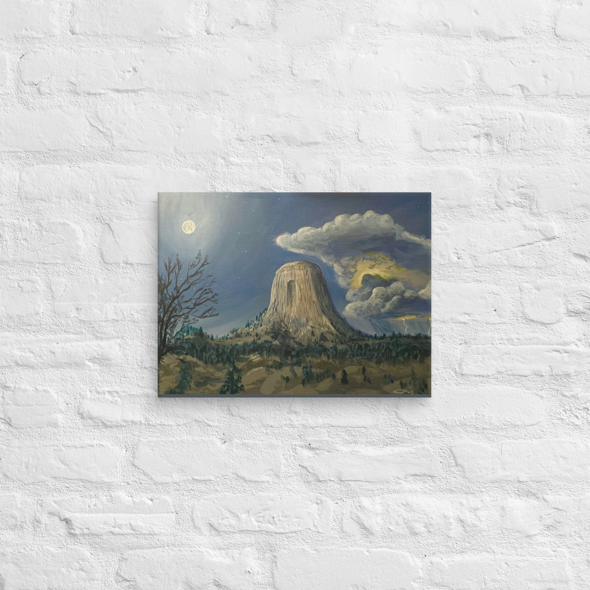 Devil's Tower by Moonlight Canvas Print - Image 2