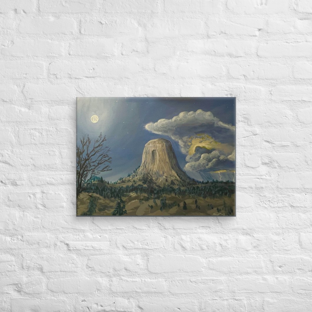 Devil's Tower by Moonlight Canvas Print