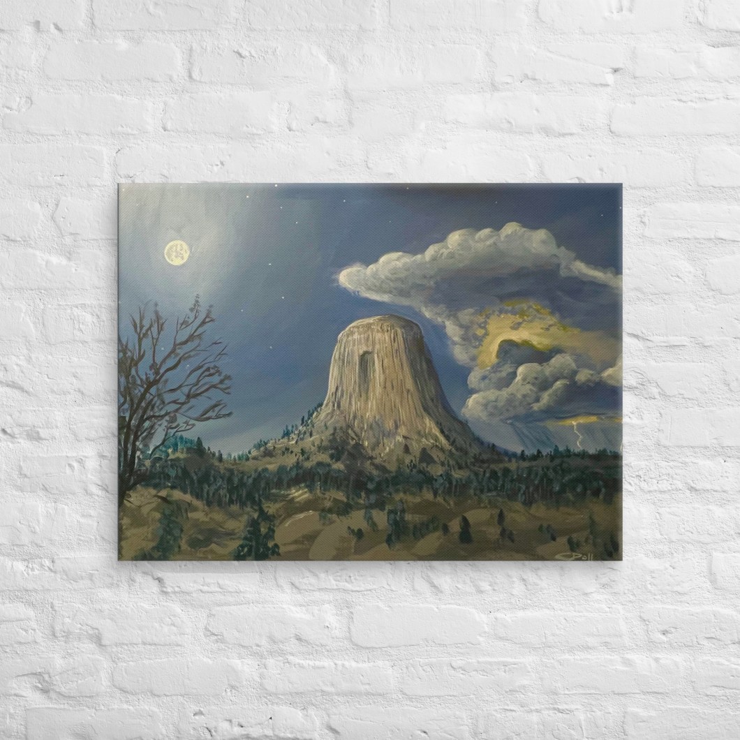 Devil's Tower by Moonlight Canvas Print