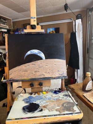 Artemis II Earthrise (Original Painting) - Image 2