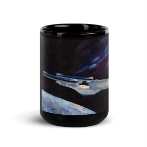 Exploring New Worlds - Black Glossy Mug - Image 3