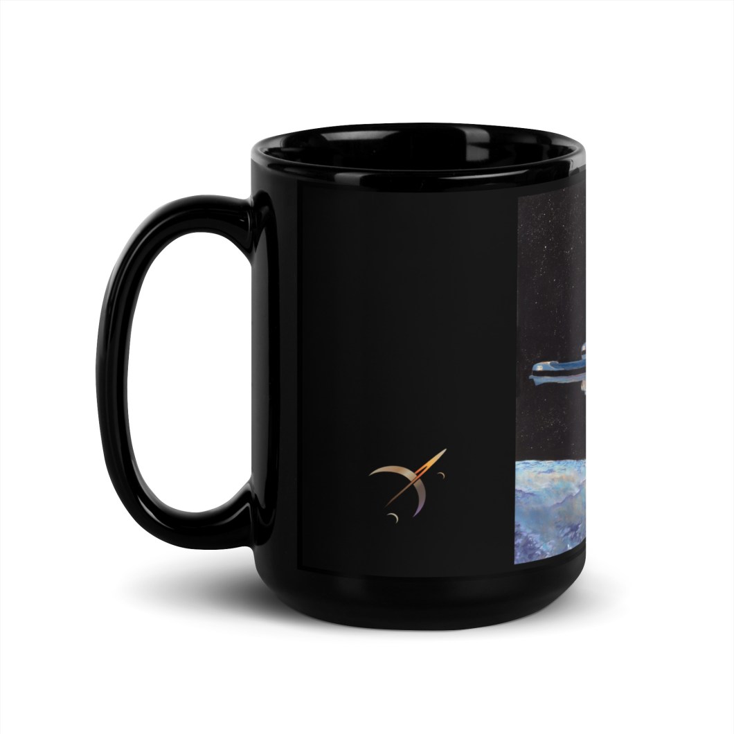 Exploring New Worlds - Black Glossy Mug
