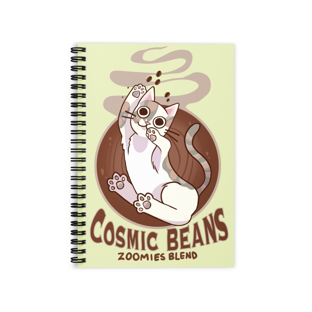 Cosmic Bean Ruled Line Spiral Notebook